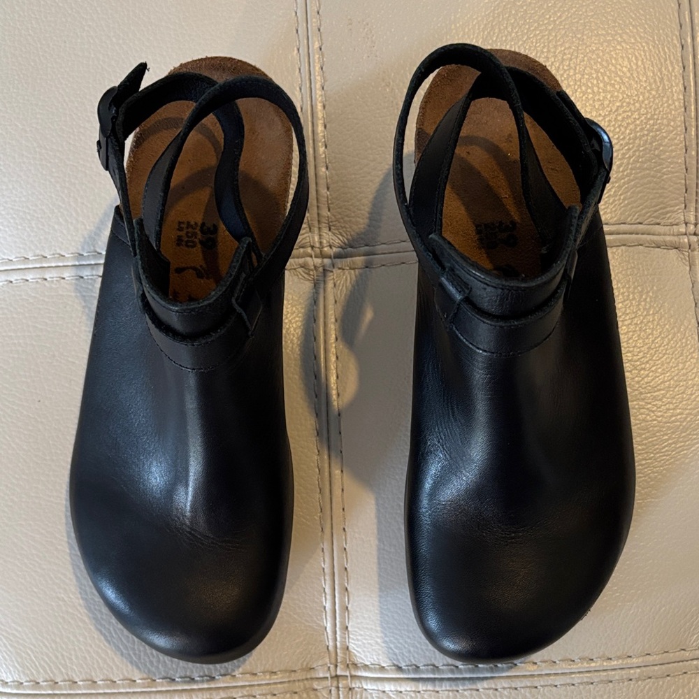 Papillio Black Leather Wedge Clogs - Picture 4 of 5